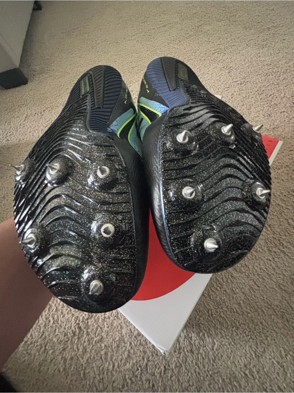 Nike Racing Spikes - Teal, Black & Neon Yellow